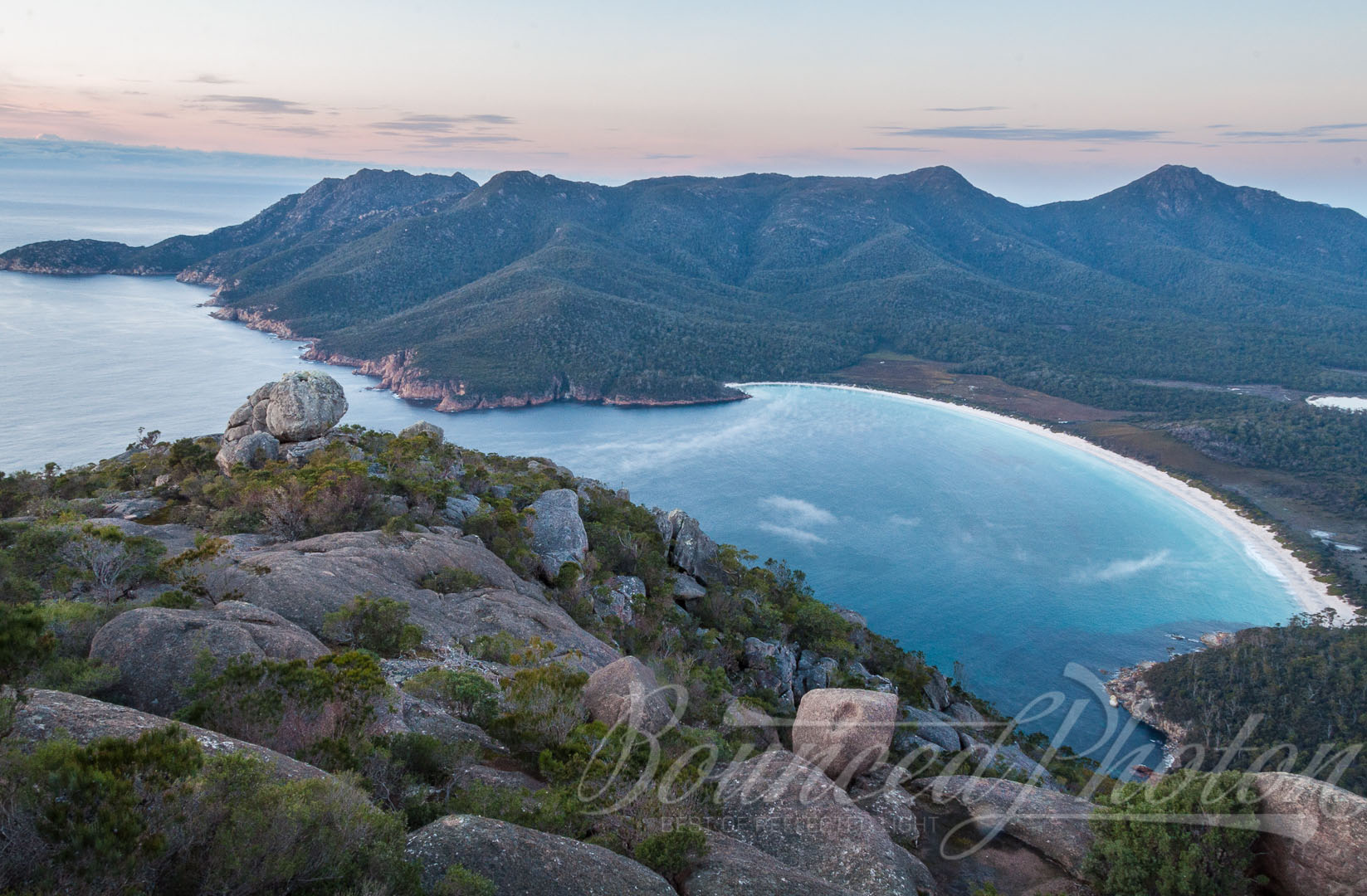 Sunrise views from the top of Mount Amos over the Wineglass Bay